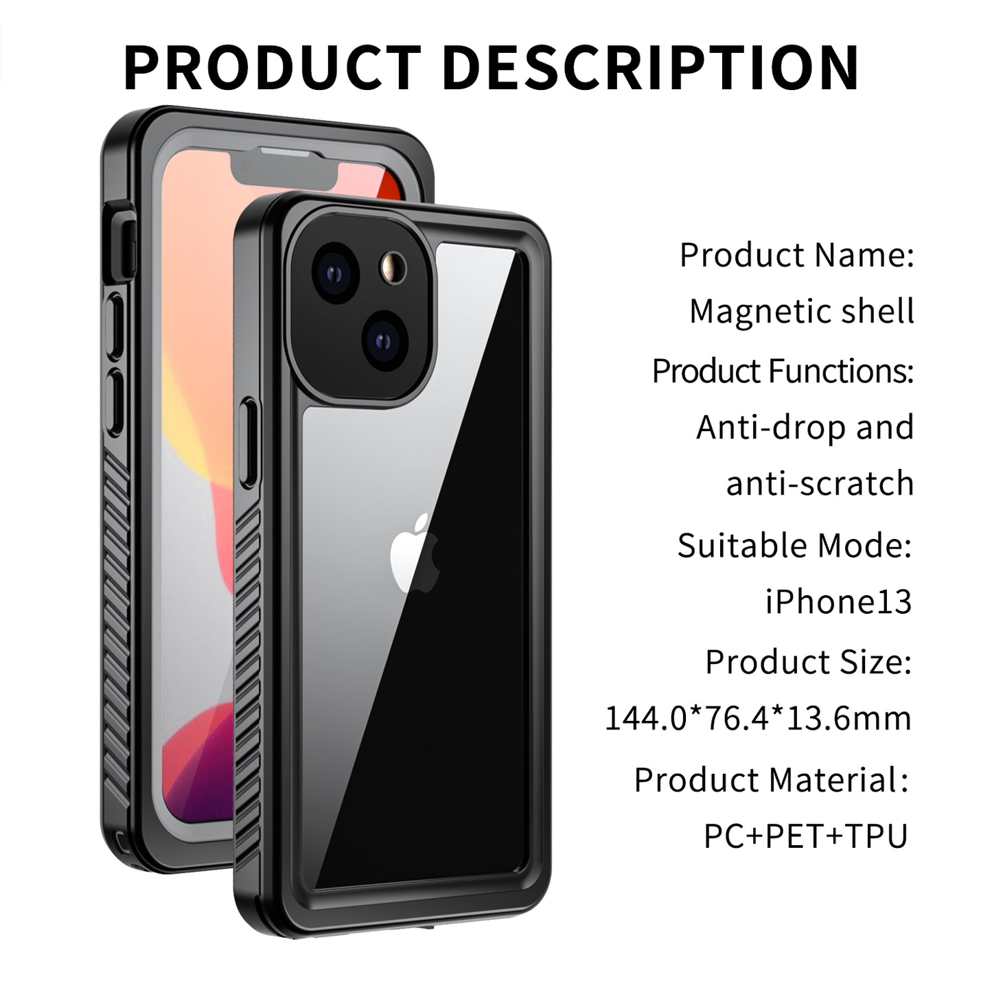 for iPhone 13/14/15 Series Case, IP68 Waterproof Dustproof Shockproof Case,with Built-in Screen Protector,Real 360 Full Body Shockproof Protective Phone Case