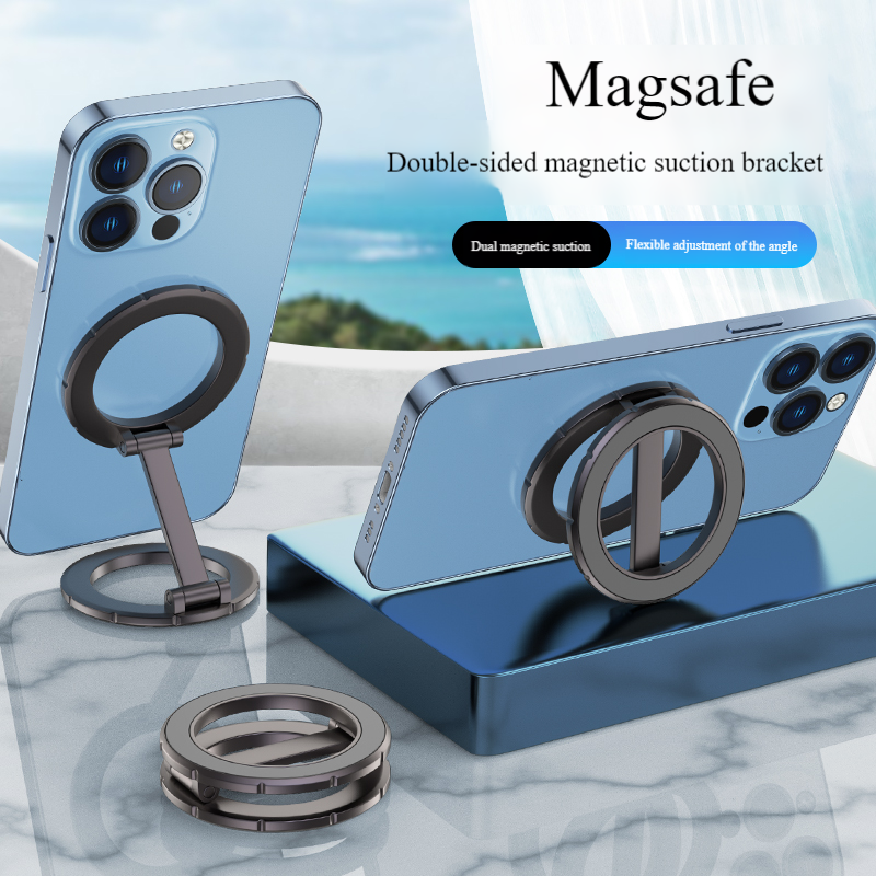 Double-sided magnetic phone holder with flexible Angle