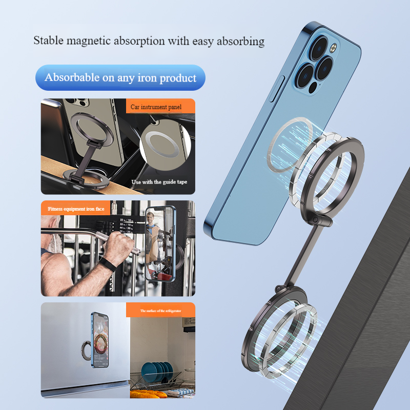 Double-sided magnetic phone holder with flexible Angle