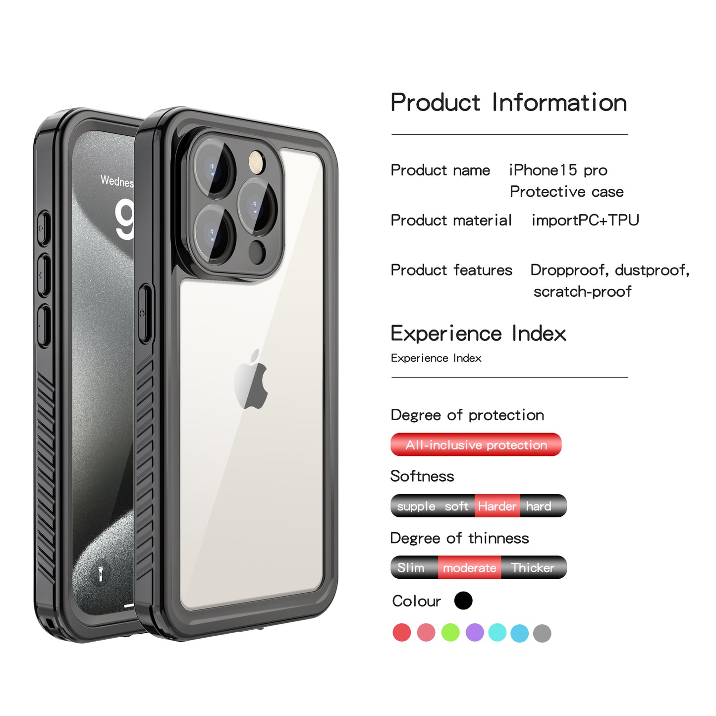 for iPhone 13/14/15 Series Case, IP68 Waterproof Dustproof Shockproof Case,with Built-in Screen Protector,Real 360 Full Body Shockproof Protective Phone Case