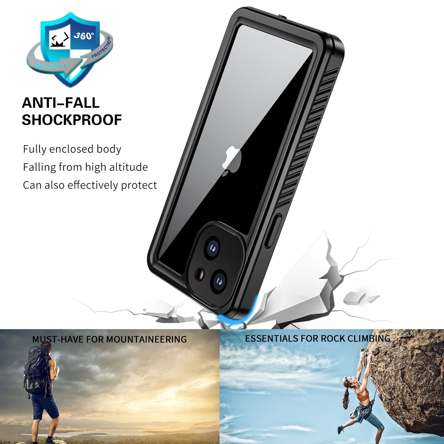 for iPhone 13/14/15 Series Case, IP68 Waterproof Dustproof Shockproof Case,with Built-in Screen Protector,Real 360 Full Body Shockproof Protective Phone Case