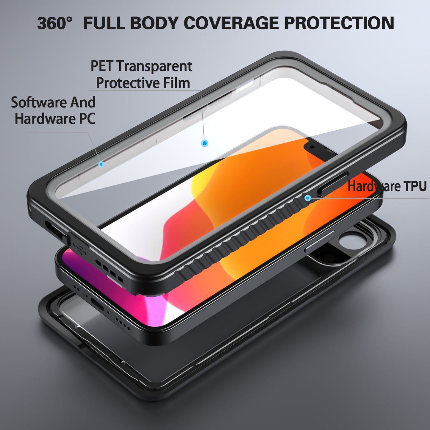 for iPhone 13/14/15 Series Case, IP68 Waterproof Dustproof Shockproof Case,with Built-in Screen Protector,Real 360 Full Body Shockproof Protective Phone Case